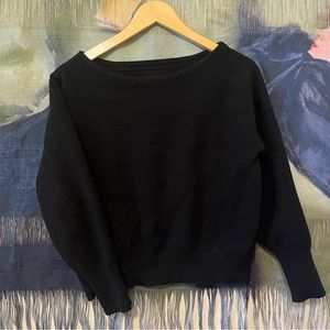 Maeve by Anthropologie Black Boatneck Cropped Sweater